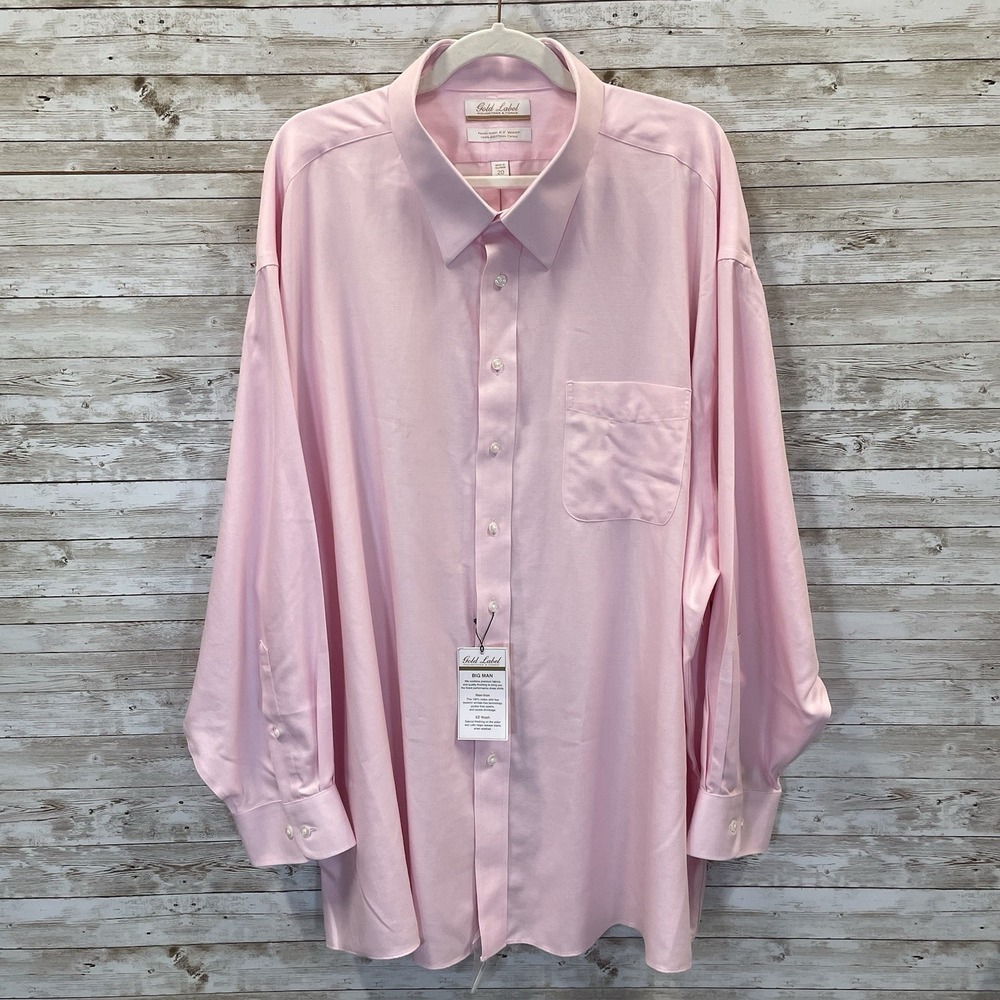 NWT Roundtree & Yorke Gold Label Mens 20 34/35 Shirt Pink Non Iron EZ Wash READ - Picture 2 of 10